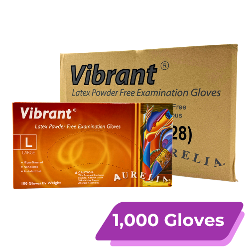 Vibrant Latex Gloves, Powder-Free | Size: L (1,000 PCS)