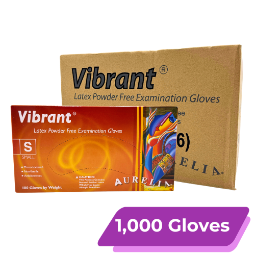 Vibrant Latex Gloves, Powder-Free | Size: S (1,000 PCS)